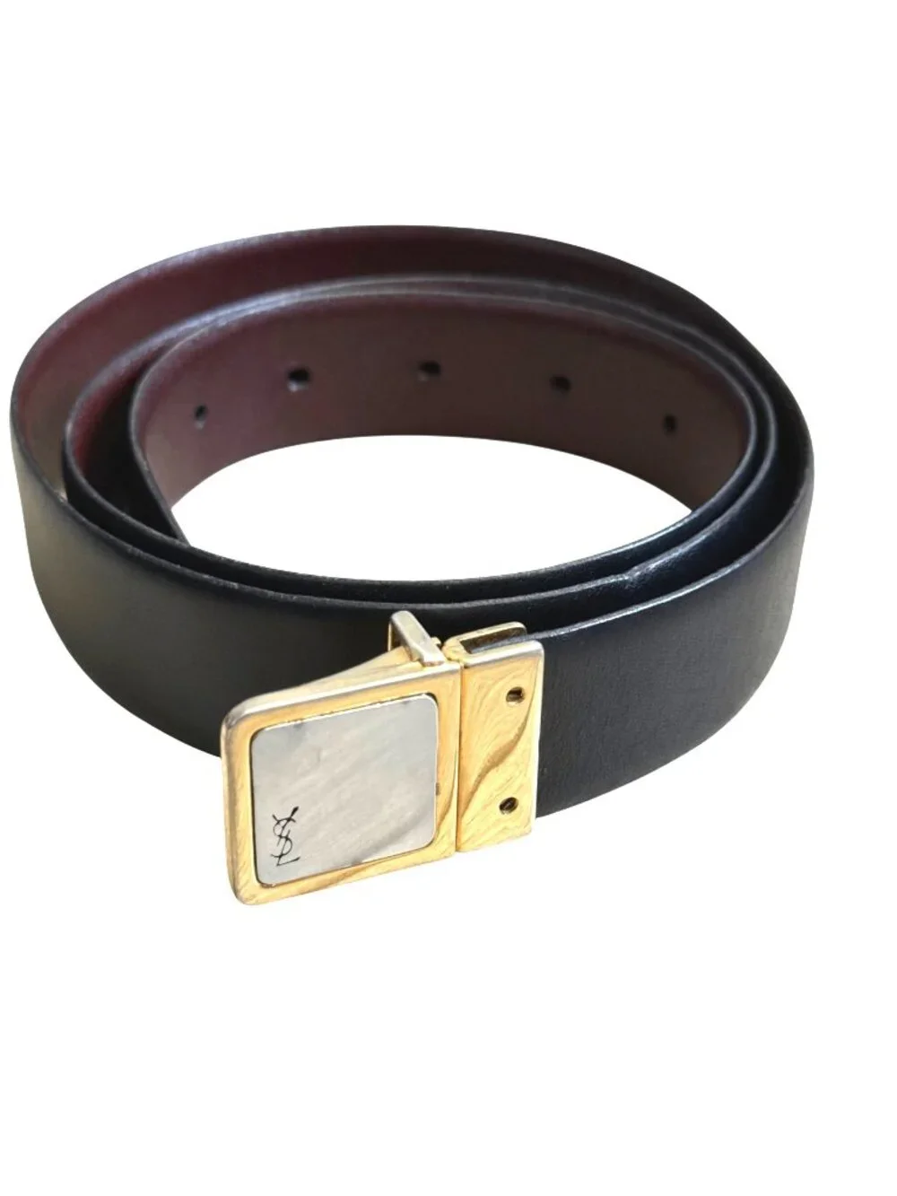 YSL Yves Saint Laurent Unisex Leather Belt Vintage Luxury Designer Minimalist